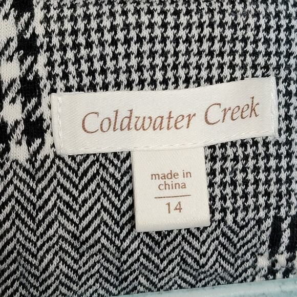 Coldwater Creek Black & White Houndstooth Zip Up Sweater Jacket, Sz 14 - Picture 5 of 6